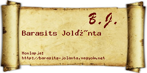 Barasits Jolánta névjegykártya